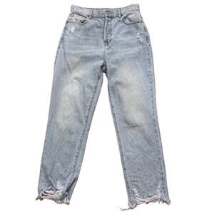 Pacsun Straight Leg Distressed High Rise Ankle Jeans 28 Light Wash Denim Y2K